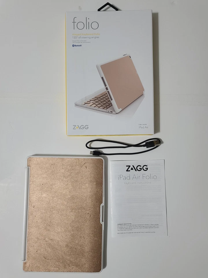 Zagg Bluetooth Hinged Keyboard Folio for iPad Air, 135 degree view Rose Gold - Image 2 of 4