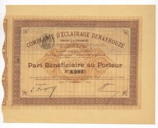 Compagnie d'Éclairage Denayrouze – akcjonariusz, Paryż, 5.12.1896 – URZĄDZENIA DO NURKOWANIA