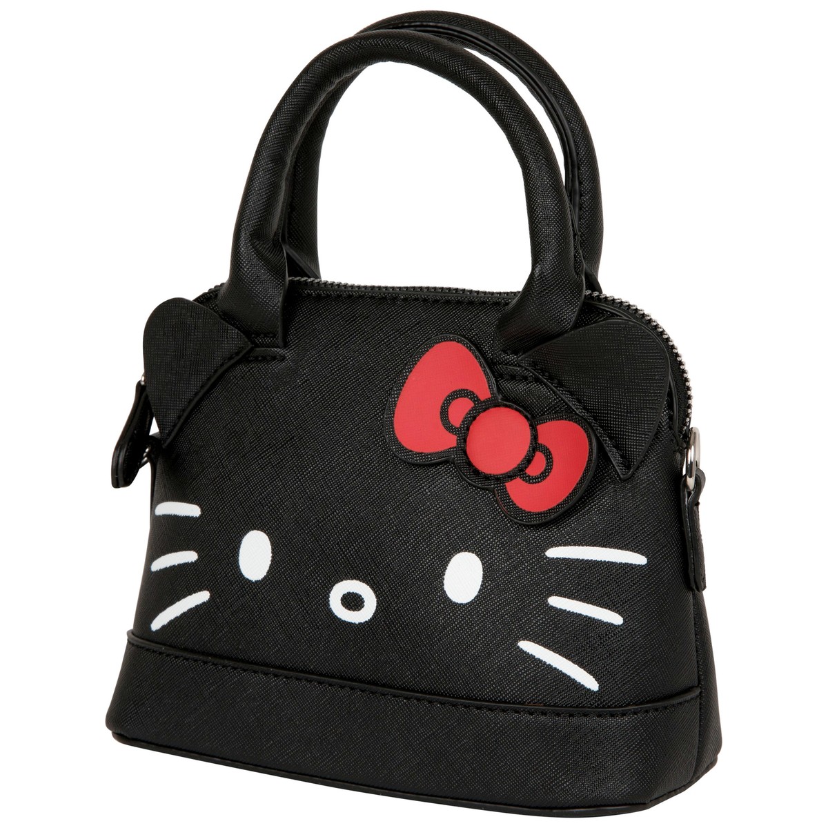 ザハイライツ　HELLO KITTY レザーミニポーチ ブラック Hello Kitty Black Leather Hand Bag with Detachable Long Strap