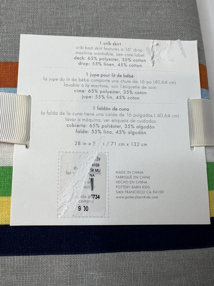 Pottery Barn Baby Kids Camden полоски кроватки юбка кровать новый - Изображение 2 из 2