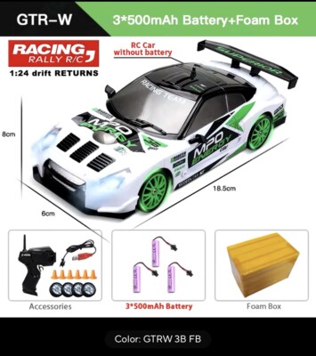 2.4G RC Drift Car with LED   4WD Remote Control Rennwagen Fahrzeug Drifting