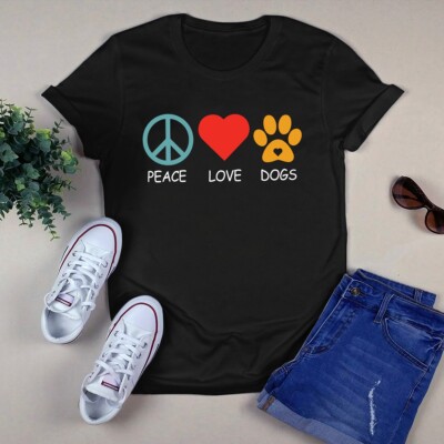 Peace Love Dogs Paw Retro Hippie Shirt