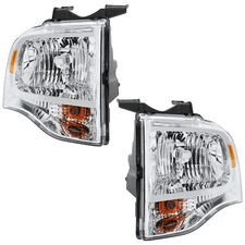 Chrome Housing Amber Corner Headlight Headlamps For 2007-2014 Ford Expedition