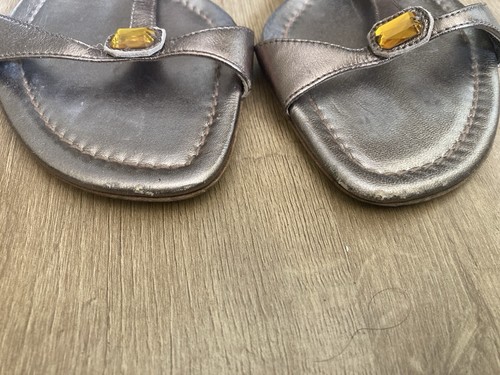MIU MIU : Gold Leather Metallic Bijou Cabochon Jewel Sandals Shoes : U.K 4 EU 37 - Picture 5 of 8