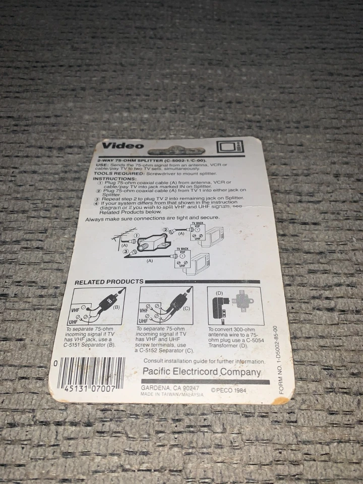 Leviton 900 MHz 2-Way Video Distribution Splitter Dual 75-Ohm Output C5002 - Image 2 of 2