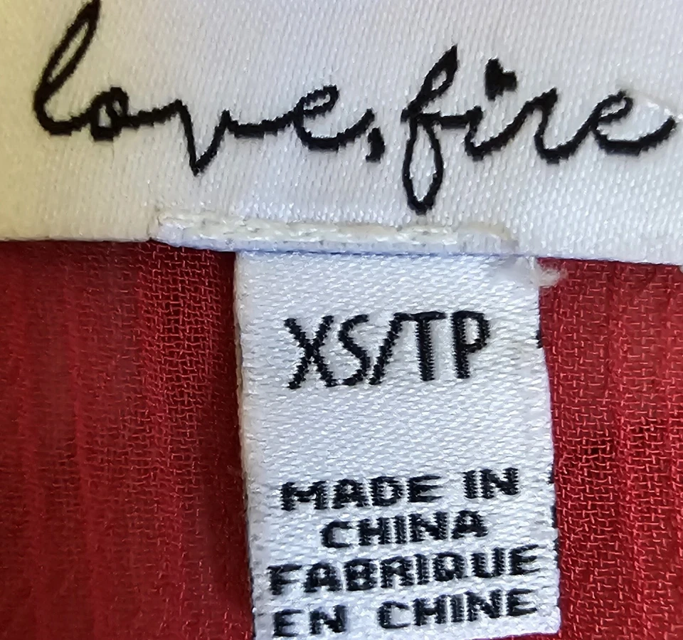 Love, Fire Womens Shirt Top Blouse Size XS X Small Red - Image 2 of 4