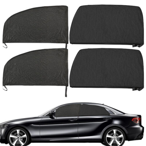 4Pcs Car Window Screen Mesh Cover Privacy Mosquito Bugs Net Sun UV Protection
