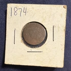 1874 Indian Head Small Cent BN Copper Coin Circulated in Cardboard Flip