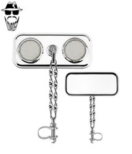 2x ORIGINAL LOWRIDER Rectangle Bike Mirror Double Flat Twisted White Reflectors.