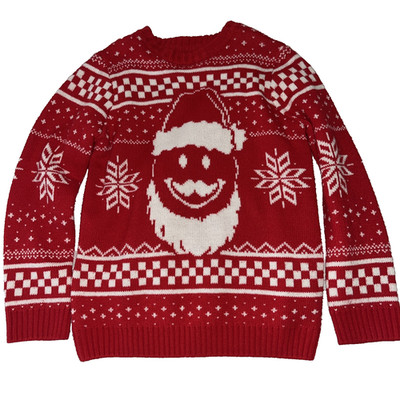 Kids Ugly Christmas Santa Red Smile Emoji Snowflake Sweater 8 Medium