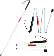 Folding Aluminum Walking Cane Stick Reflective Red for the Blind or Visually Imp