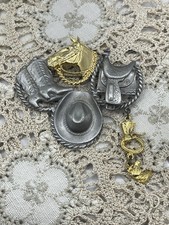 ULTRA CRAFT BROOCH PIN "HORSE SADDLE BOOTS" - 3 1/2" LONG