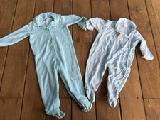 Vintage 70s 80s Carter  s Baby Size 3-6  6-9 Months Footed Sleeper Pajamas Blue
