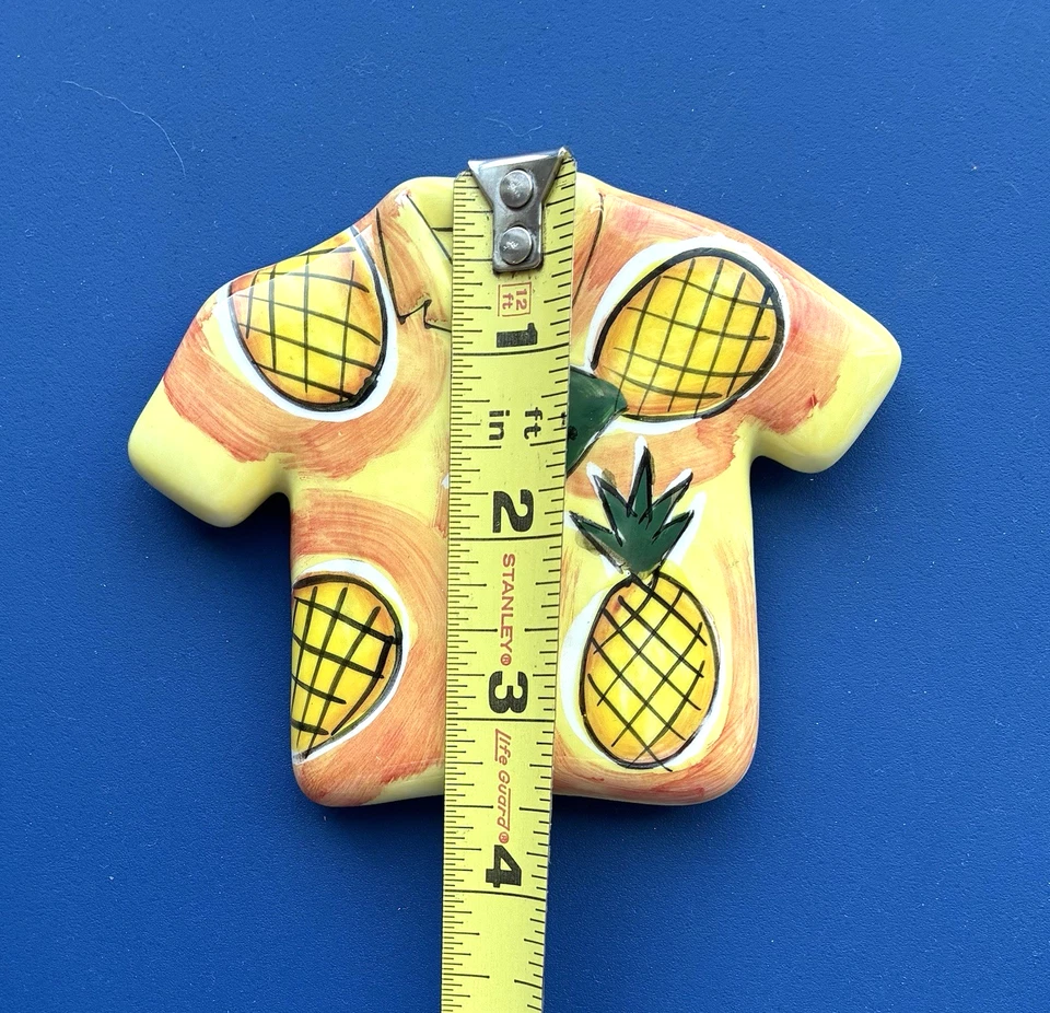 Mosaic Focal Ceramic Tile ALOHA SHIRT with Pineapples Mixed Media Assemblage Art - Image 4 of 4