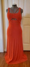 Free People Orange Hypnotized Slinky Knit Dress Strappy Cutout Size Small NEW