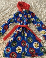 Super Mario Kids Robe Size 10-12 Hooded Bathrobe , Pre Owned Condition