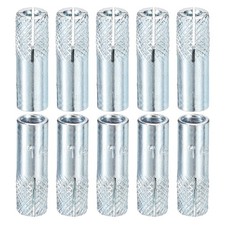 1/4"x1" Drop-In Anchors 100Pack Carbon Steel Sleeve Anchors Silver