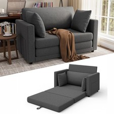 Convertible Sofa Bed 2 in 1 Pull Out Loveseat Sleeper Sofa  Dark Gray