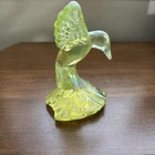 Fenton Topaz Opalescent Vaseline Glass Hummingbird Figurine 100 Years 2005 Glows