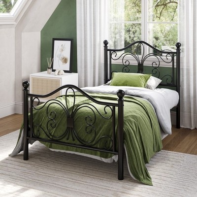 Marco De Cama TWIN Base Plataforma de Metal Cabecera Elegante Habitacion Black