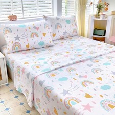 Full Sheets Set Kids - 4 Piece Rainbow Sheets for Boys, Girls, Teens, Toddler...