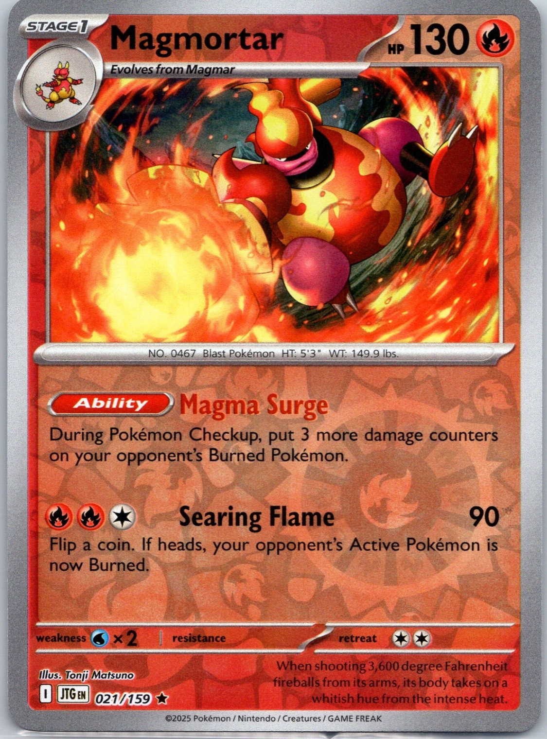 Magmortar Reverse Holo SV09: Journey Together #021/159 NM