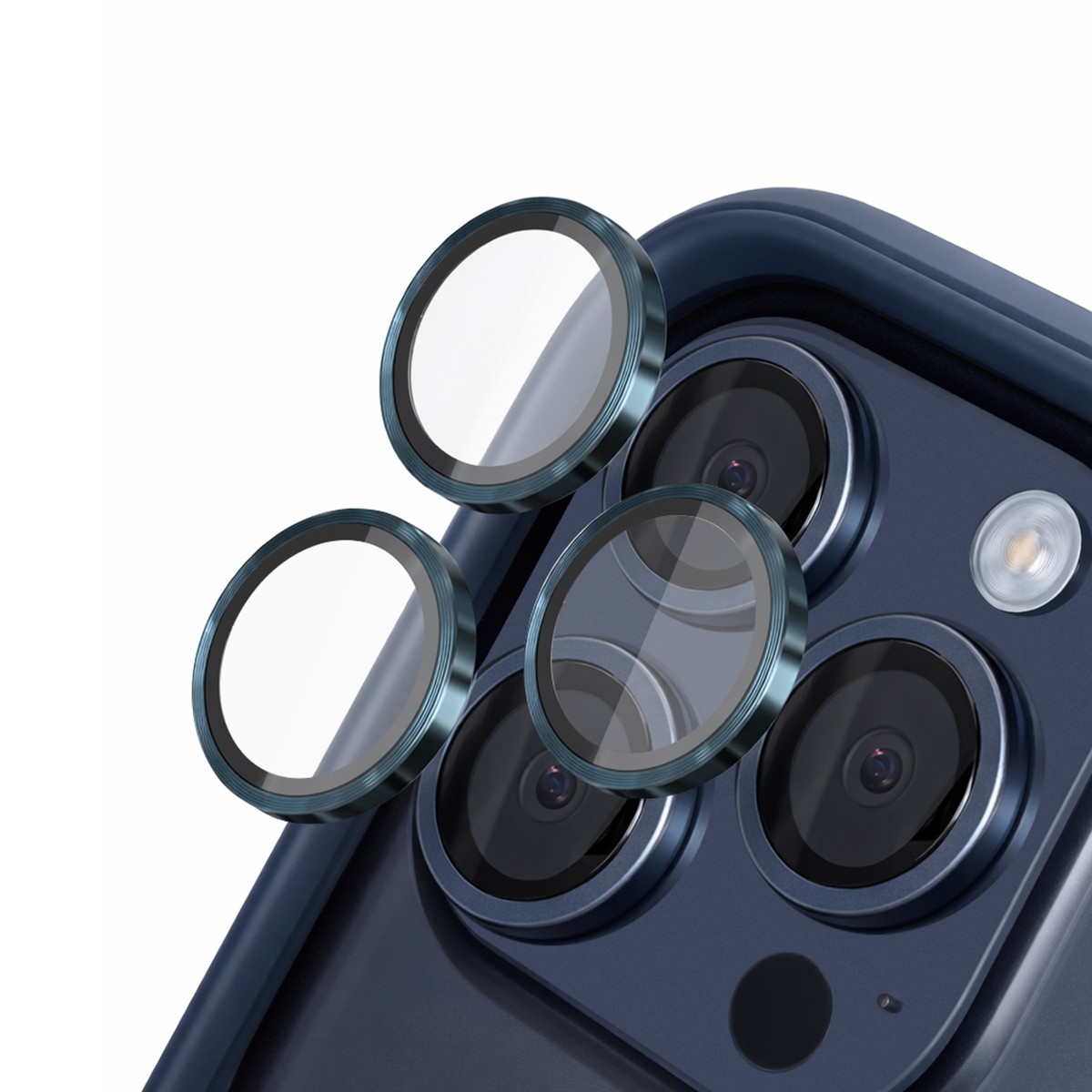 Protection fotocamera iPhone 15 Pro Max en verre 9H et contours aluminium noir