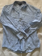 Tommy Hilfiger Custom Fit M Blue/White Striped Long Sleeve Button-Up Shirt