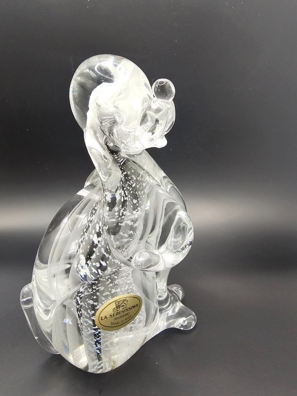 Murano La Serenissima Labeled Dog 6" tall