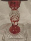 Pair VTG Westmoreland Glass  Ruby Iridescent 2 Candlesticks & 2 Crystal Bobeche — photo 8