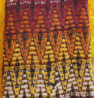 1970s VINTAGE MOD ~WOOL KNIT MENS TIE ~ROOSTER ~ORANGE YELLOW WHITE PURPLE ~ 54"