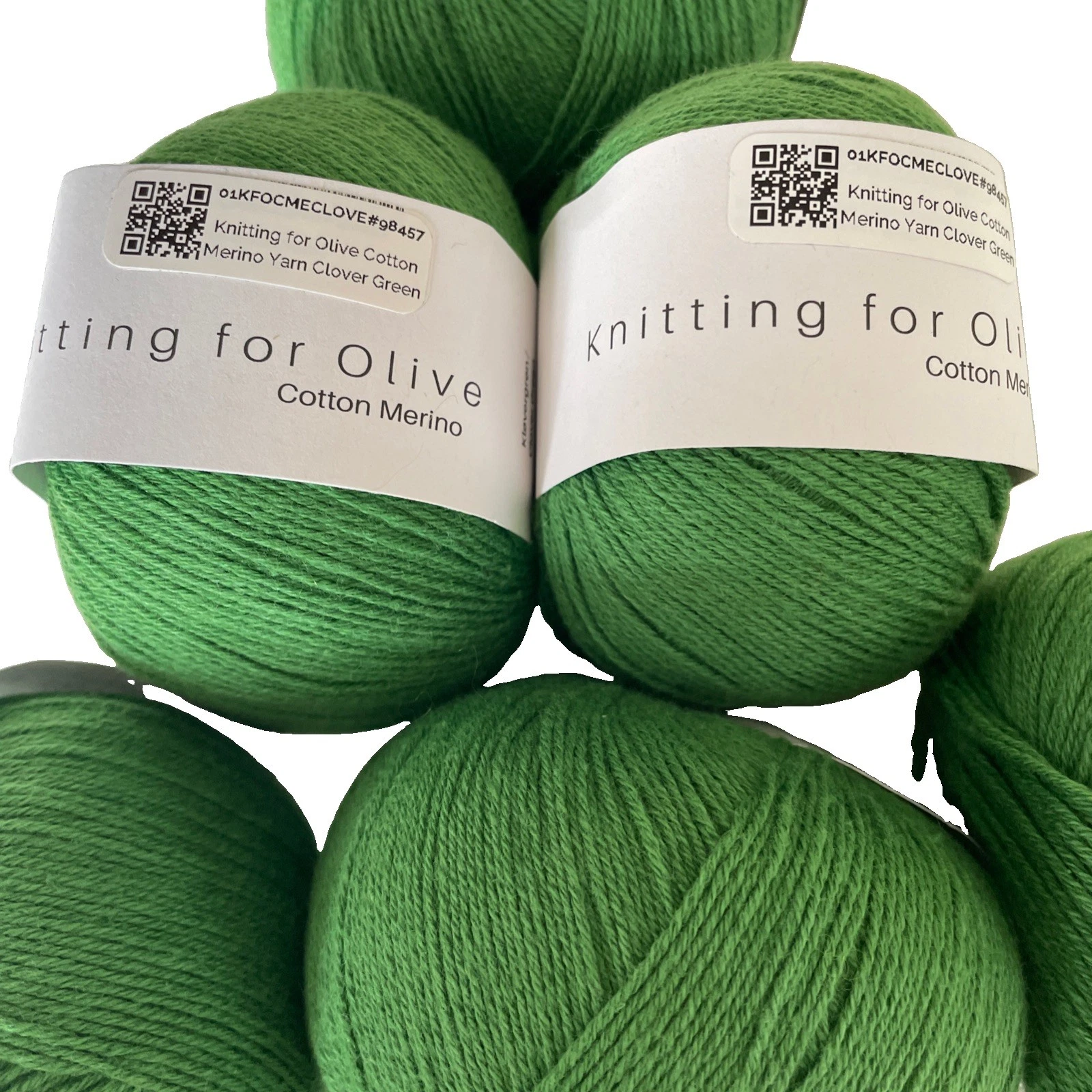 Knitting for Olive Cotton Merino in Clover Green, 6 ball lot image 5