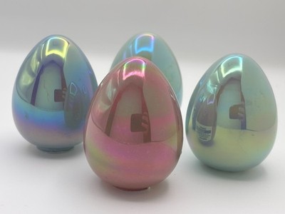 Easter Egg Glass Iridescent Blue Green Pink Set of 4 Target Crescent Enterprise