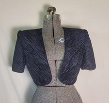 Vintage Mary Mcfadden Silk Micro Pleated Bolero Top Jacket Designer Saks Fifth 8