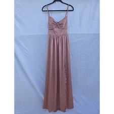 Azazie Dusty Rose Satin Maxi Dress Twisted Sweetheart Tie Back Gown NWT SZ A6