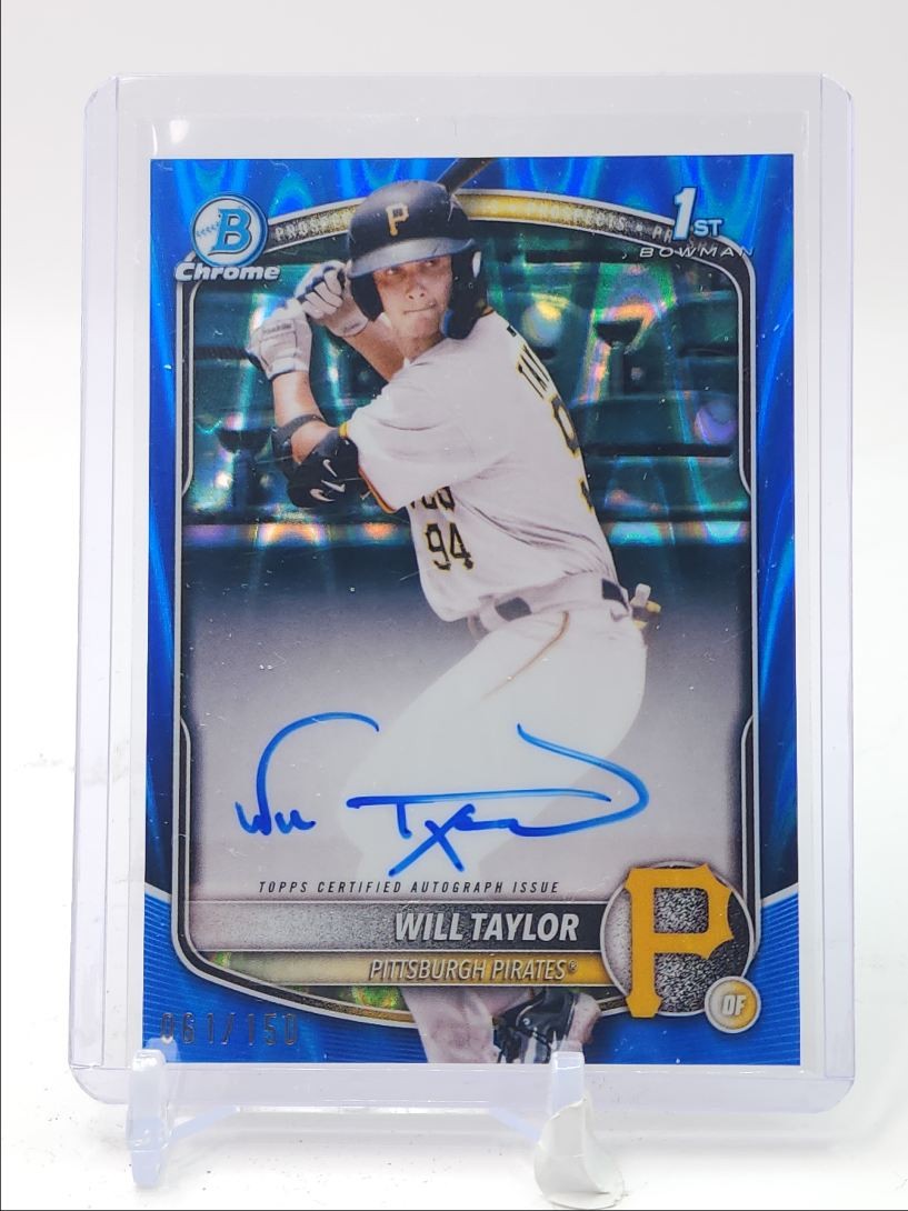 WILL TAYLOR 2025 BOWMAN CHROME 1ST BLUE RAYWAVE REFRACTOR AUTO /150 Q3562