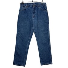 Dickies Jeans Mens Measures 33X32 Tag 34x32 Blue Carpenter Workwear 100 Cotton