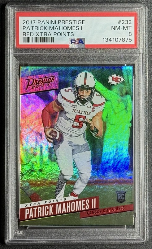 2017 Panini Prestige Patrick Mahomes #232 Rookie Red Xtra Points RC Chiefs PSA 8