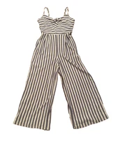 Women’s Jumpsuit Romper   Striped  Beige, And Dove Blue Striped  Small