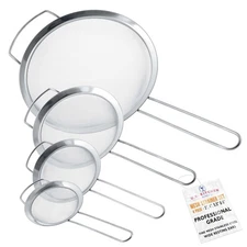 - Set of 4 Premium Quality Fine Mesh Stainless Steel Strainers with Wide Rest...