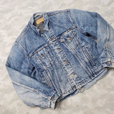 Vintage Levi's Denim Trucker Jacket Men 46 Blue USA Type 3 Blanket