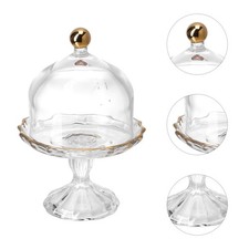 Mini Cake Stand: Glass Cupcake Display Plate With Dome Cover Pedestal Dessert