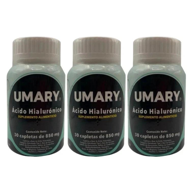 Pack of 3 Hyaluronic Acid 30 Capsules 850mg New