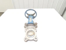DeZurik Fig. 824 3" Stainless Knife Gate Valve Lug Style Rising Stem Metal Seat