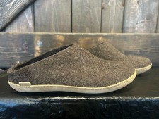 Glerups Brown Slip On Wool Slipper With Leather Bottom - EU Size 45