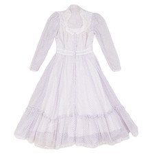 Vintage 70s Victorian Prairie Lace Calico Floral Dress Fits Women's Sz XS-S
