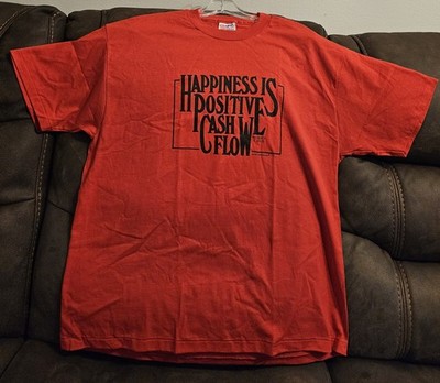 Vintage Hanes Happiness is Positive Cash Flow Frederick Adler TShirt XL Red New
