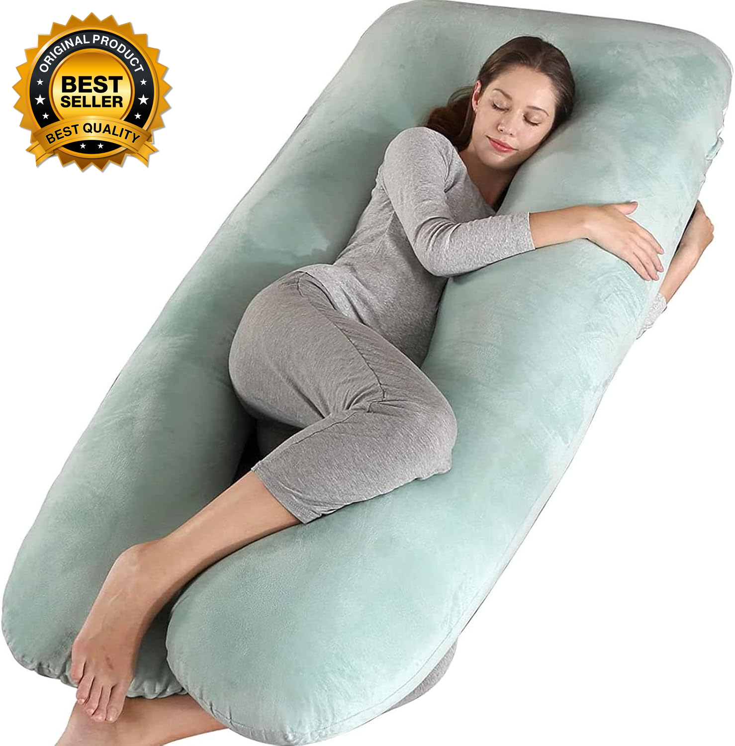 55-Inch U-Shaped Full Body Pregnancy Pillow for Comfortable Maternity Sleep Support