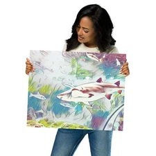 Vibrant Colorful Shark Print for Wildlife Lovers