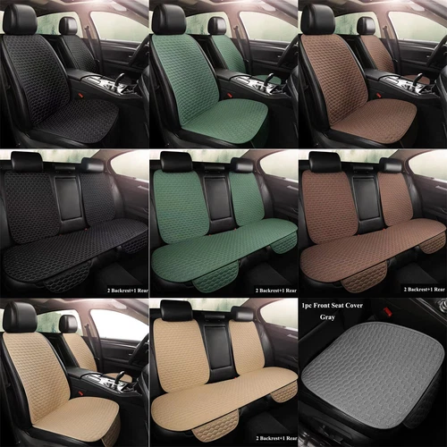 Linen Front Rear Car Seat Cover Protector Seat Back Cushion Pad Mat Fr Truck SUV - Bild 1 von 24